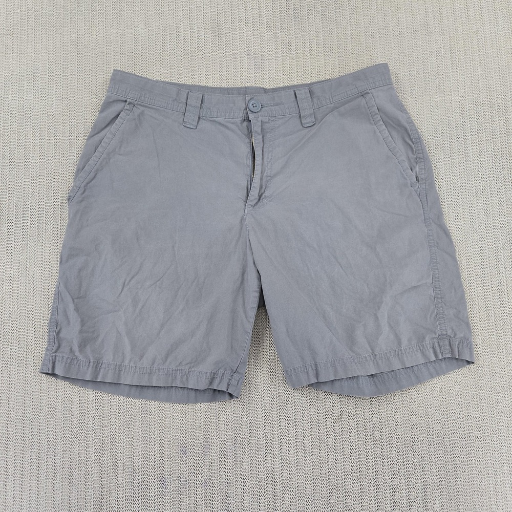 Columbia Washed Out Shorts Mens 32 Gray Cotton Chino 8 Inseam Lightweight